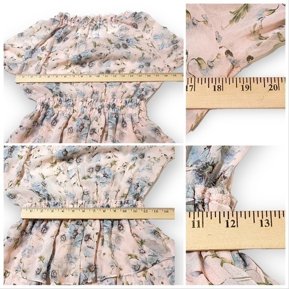 LoveShackFancy Silk Floral Popover‎ Mini Dress  Size S, Pink floral - Picture 13 of 14